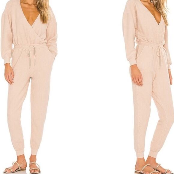 L Space Coastin Jogger Jumpsuit Tan Beige Pockets Drawstring Waist XL NWT Comfy - Picture 14 of 15